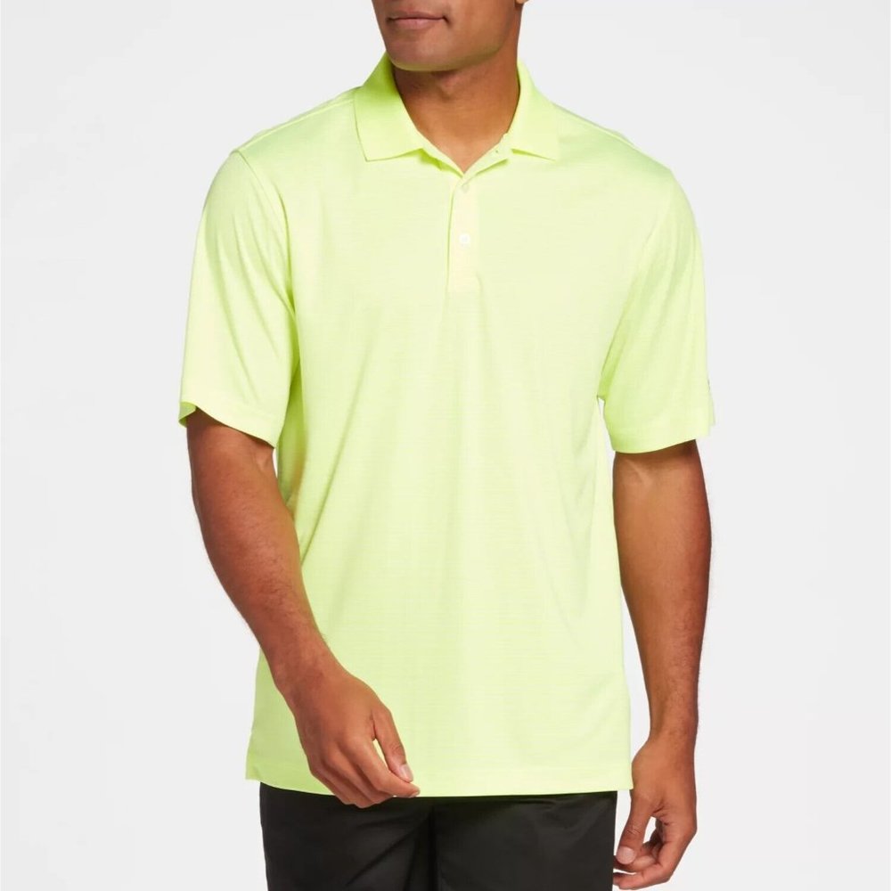 Walter Hagen NEW Mens Essential Stripe Golf Polo Hi Vis Yellow Small $60